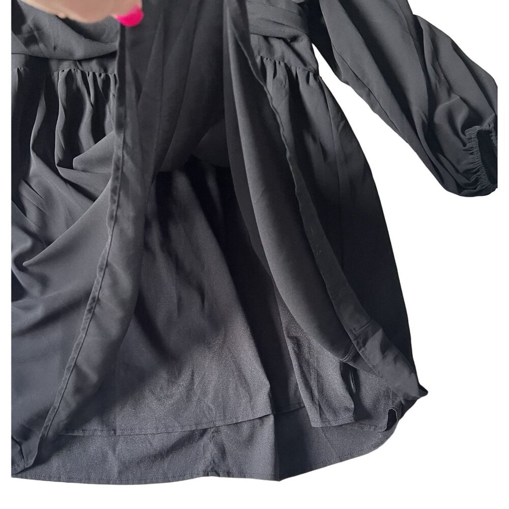 Shein Curve Black Off-Shoulder Dress 2XL Baby Doll Lined Witchy Plus Size - Picture 4 of 7